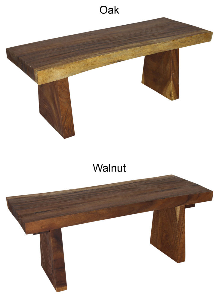 Haussmann Wood Natural Edge Bench 48 in x 18 x 18 in H KD Walnut Oil