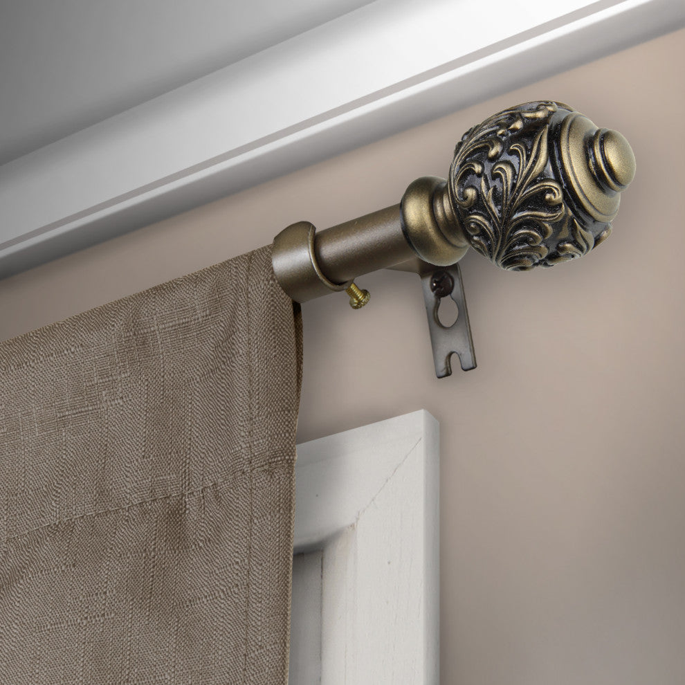 Tilly Curtain Rod, Antique Brass, 48-84"