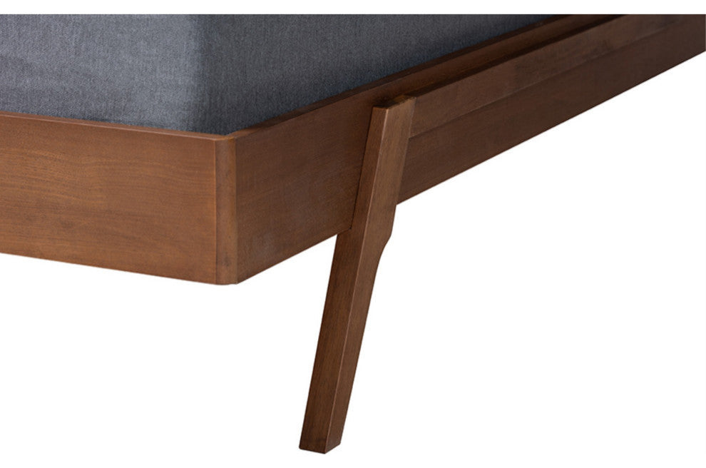 Sarita Ash Walnut Finished Wood King Size Bed Frame