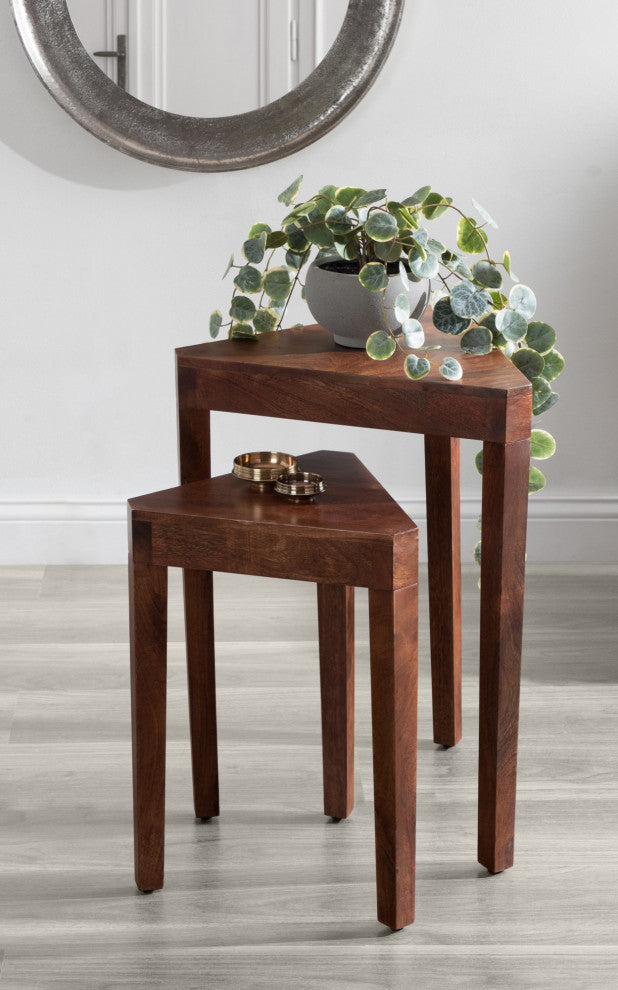 Talcott Wood Nesting Table Set, Walnut Brown 2 Piece