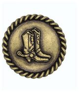 Cowboy Boots With Roped Edge Round Knob, Brass
