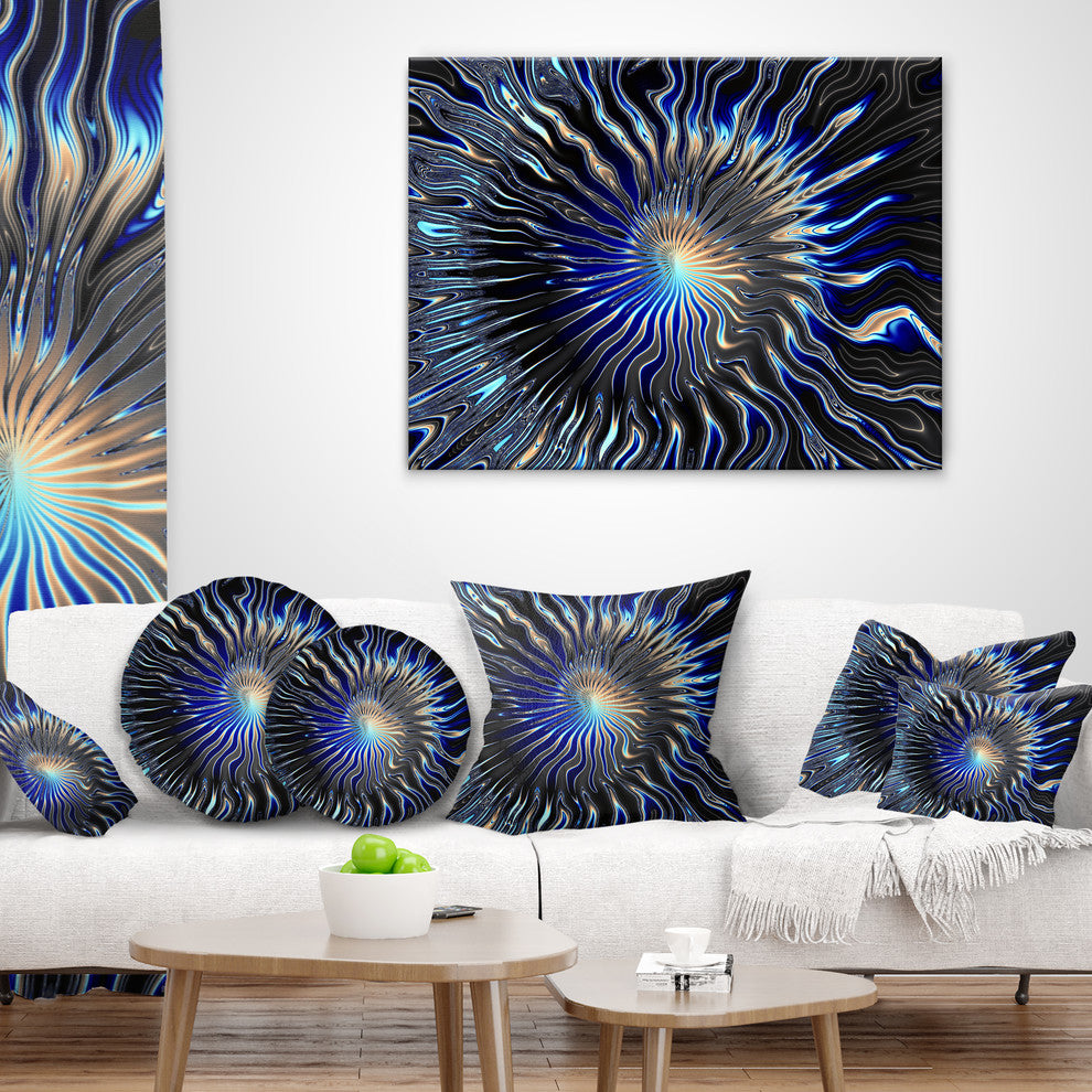 Blue Rays from the Circle Contemporary Throw Pillow, 16"x16"