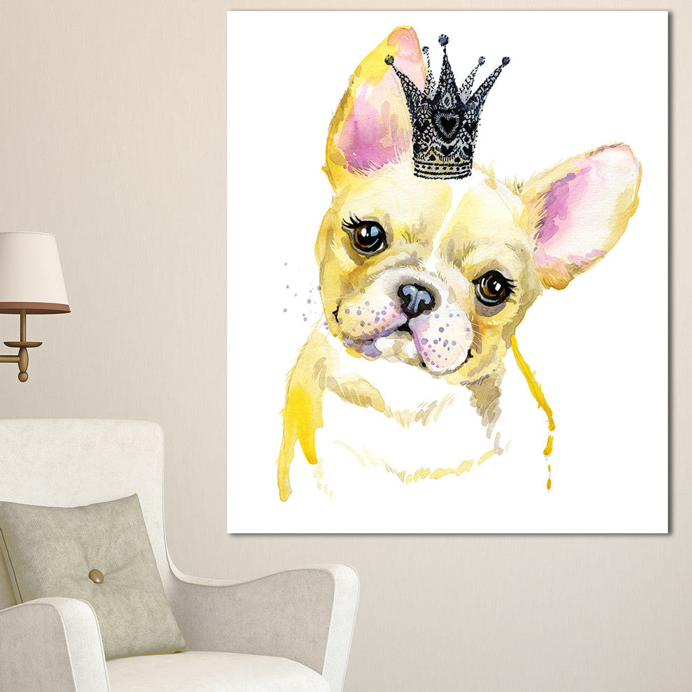 French Bulldog with Black Crown, Contemporary Animal Art Canvas, 30"x40"