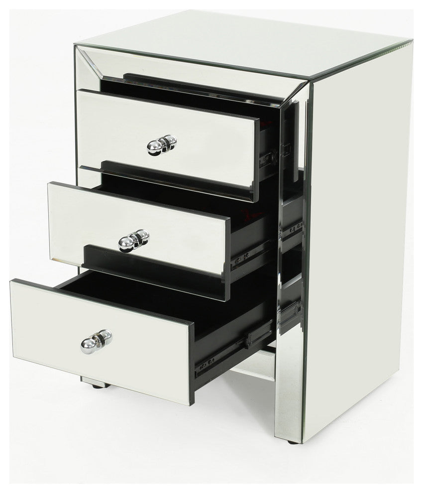 GDF Studio Lucille Mirror Finished 3-Drawer Accent Table