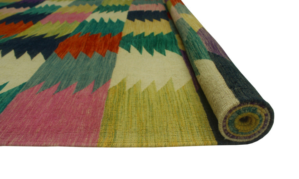 Hand-Woven Winchester Kilim Junaid Ivory/Rust Rug, 8'2x11'3