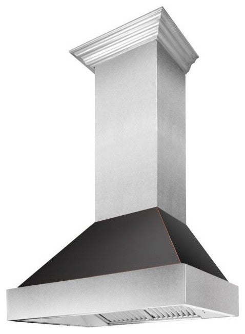 Ducted DuraSnow Stainless Steel Range Hood with Oil Rubbed Bronze Shell
