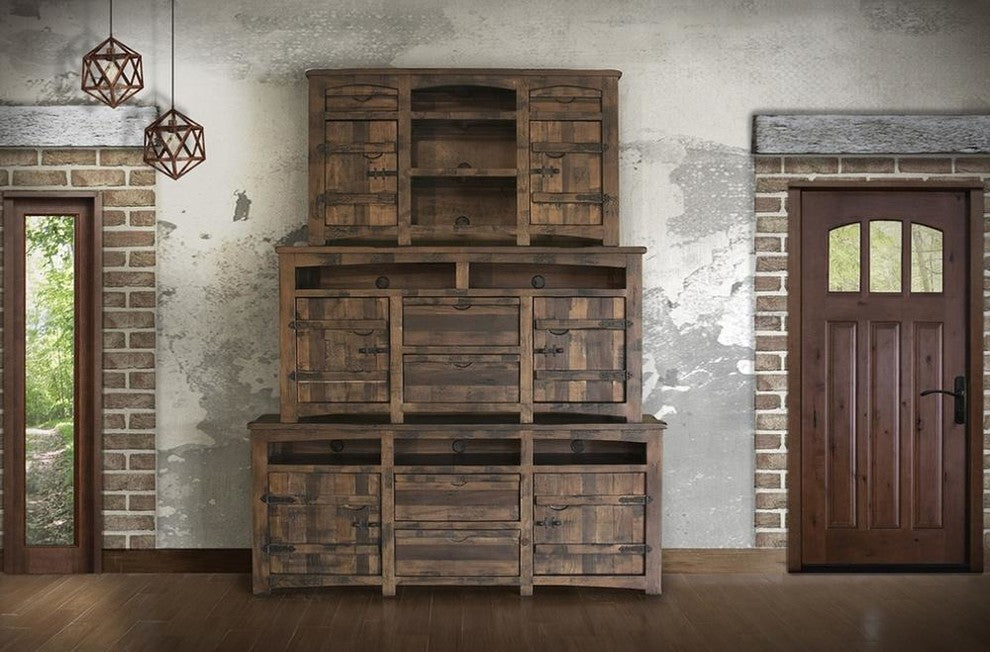 Atlantic TV Stand With Rustic Solid Pine Wood, 80"