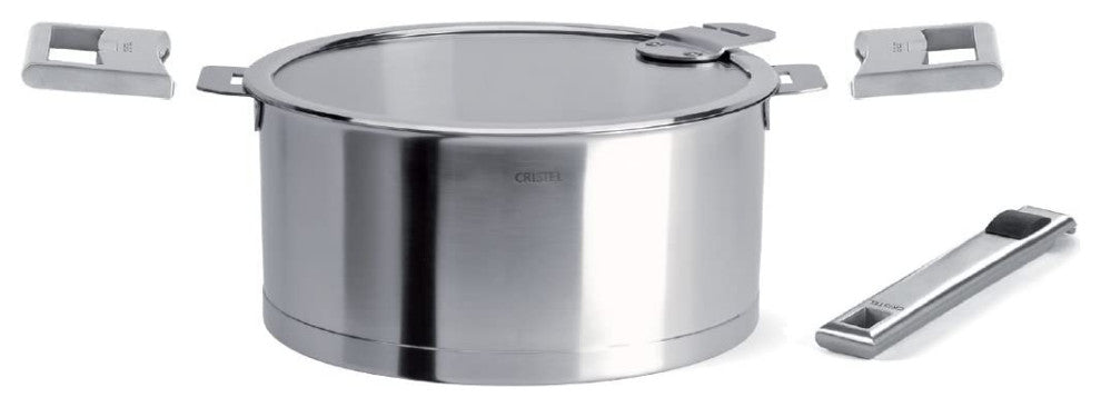 Cristel Strate Saucepan With Glass Lid, Set: 1 Qt Saucepan With Lid, Long Handle