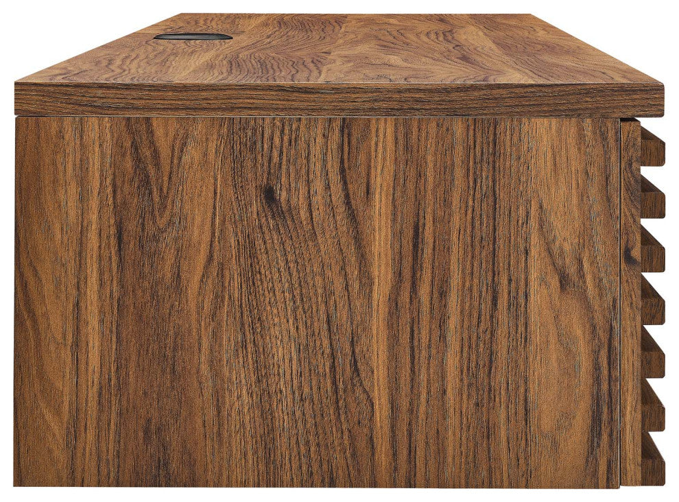 Render Wall Mount Wood Office Desk, Walnut