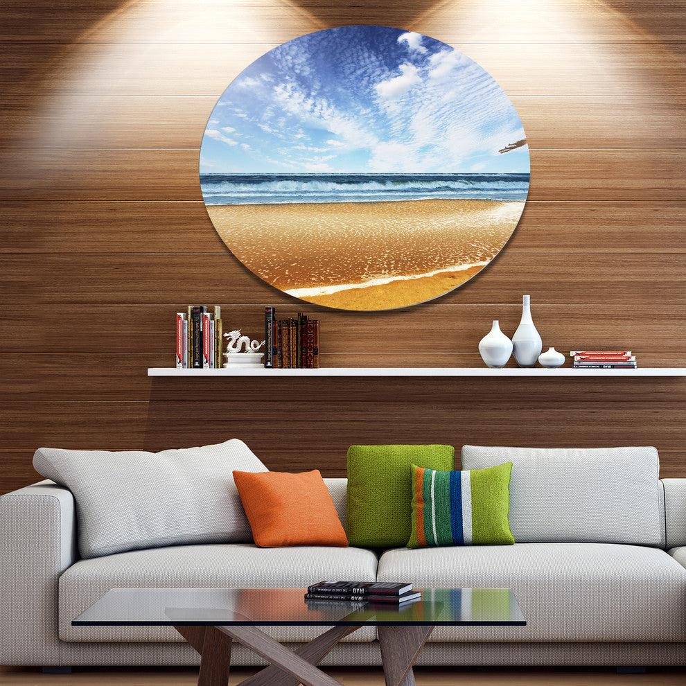 Beautiful Sea Under Bright Sky, Seashore Disc Metal Wall Art, 11"