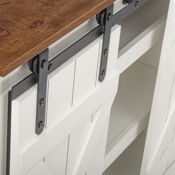 Farmhouse white MDF TV stand 65 inch flat media console table storage wood cabin
