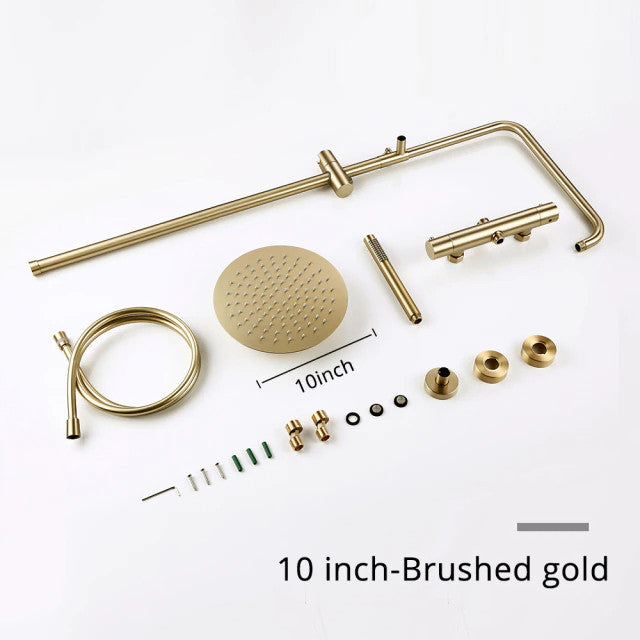 Wasser™ Shower Faucet With Handheld Shower Head, Brushed Gold, 10" Showerhead