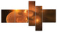 Softly Glowing Circles Yellow, Large abstract art, 60"x32", 5 panels
