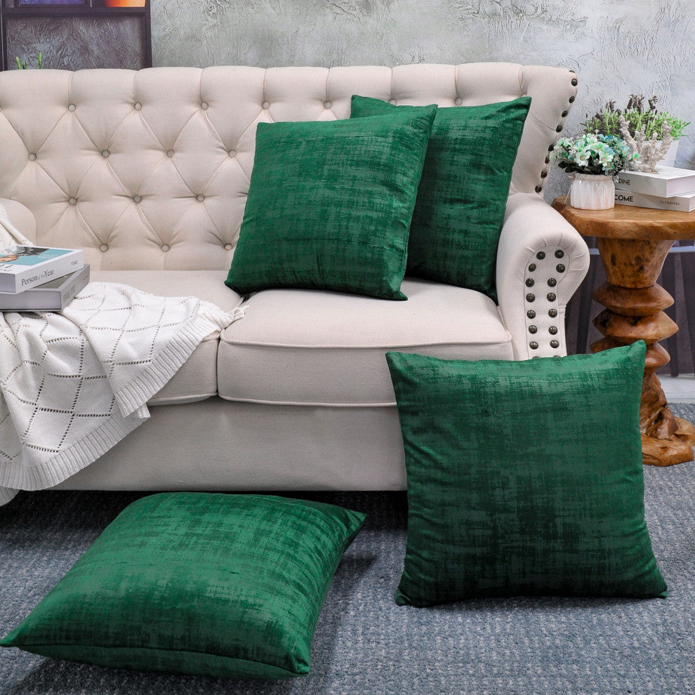 Serenta Textured Velvet Pillow Shell, Set of 4, Eden