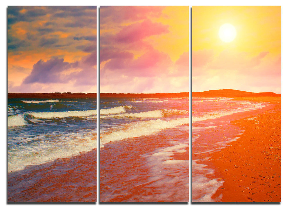 "Desert Beach at Sunset" Beach Metal Wall Art, 3 Panels, 36"x28"
