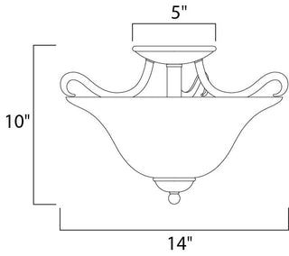 Maxim 10120FT Basix 2 Light 14"W Semi-Flush Bowl Ceiling Fixture - Satin Nickel