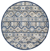 Calla Aztec Indoor/Outdoor Rug, Grey/Blue, 7'10' Round