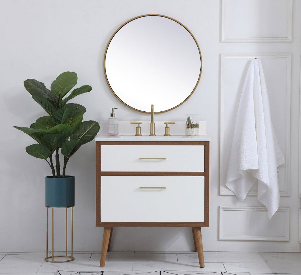 Bella 30" Bathroom Vanity, White With Backsplash