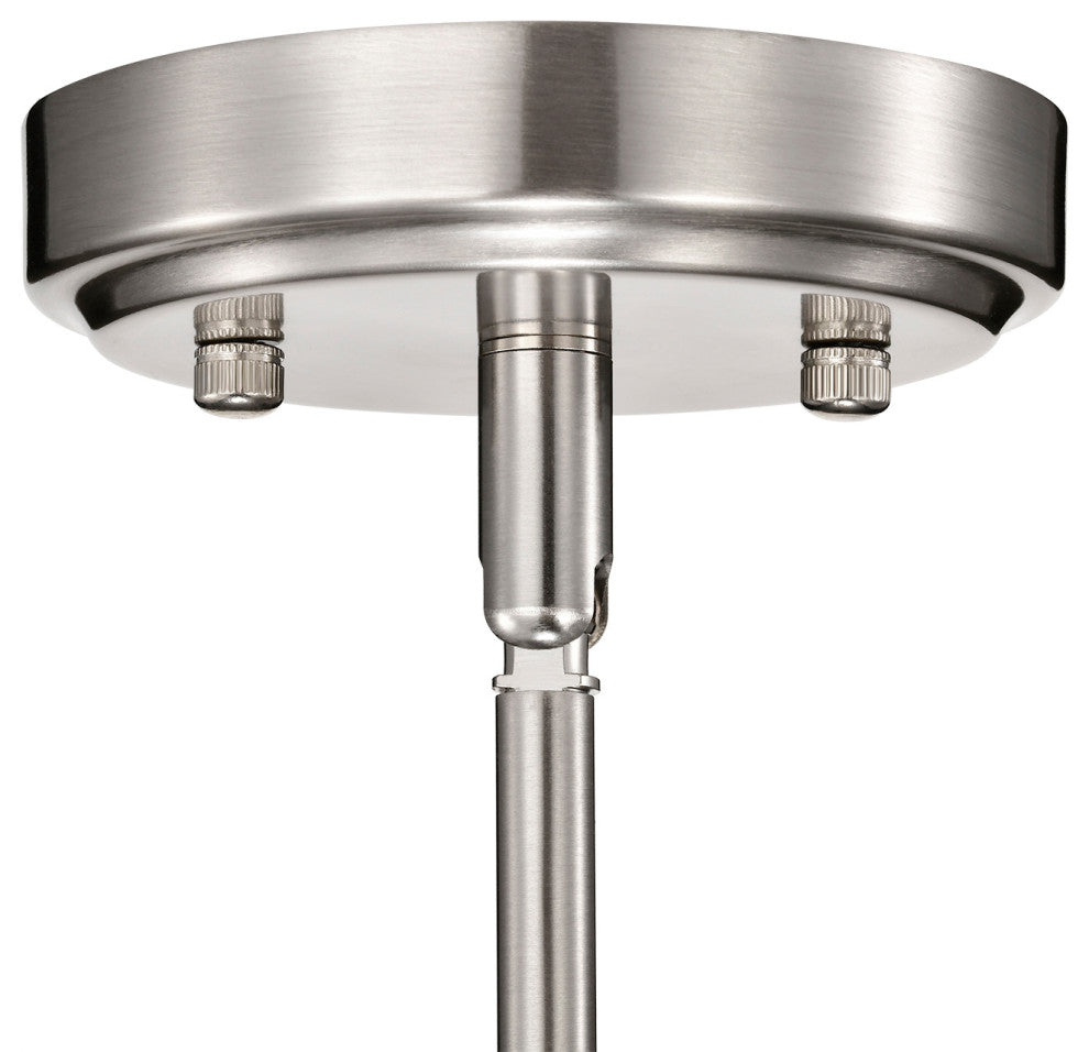 1-Light Brushed Nickel Mini Pendant With Square Shaped White Glass Shade