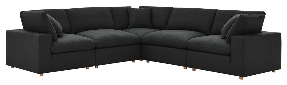 Modular Sectional Deep Sofa Set, Black, Fabric, Modern, Lounge Cafe Hospitality