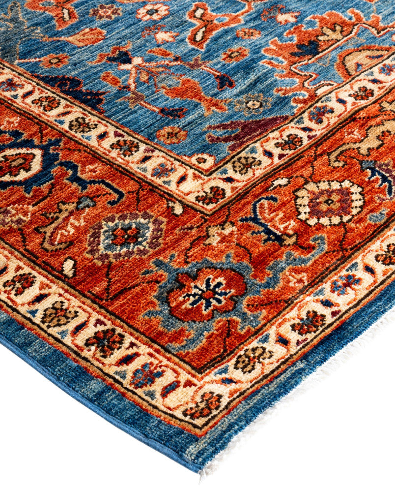 Serapi One-of-a-Kind Hand-Knotted Area Rug Light Blue, 6'4" x 8'9"