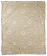 Florals On Tan 50 x 60 Coral Fleece Blanket