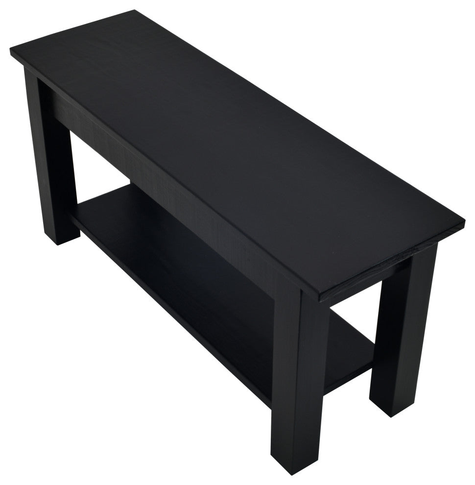 Tavern Farmhouse Storage Bench with shoe shelf / shoe rack, Black, 36"
