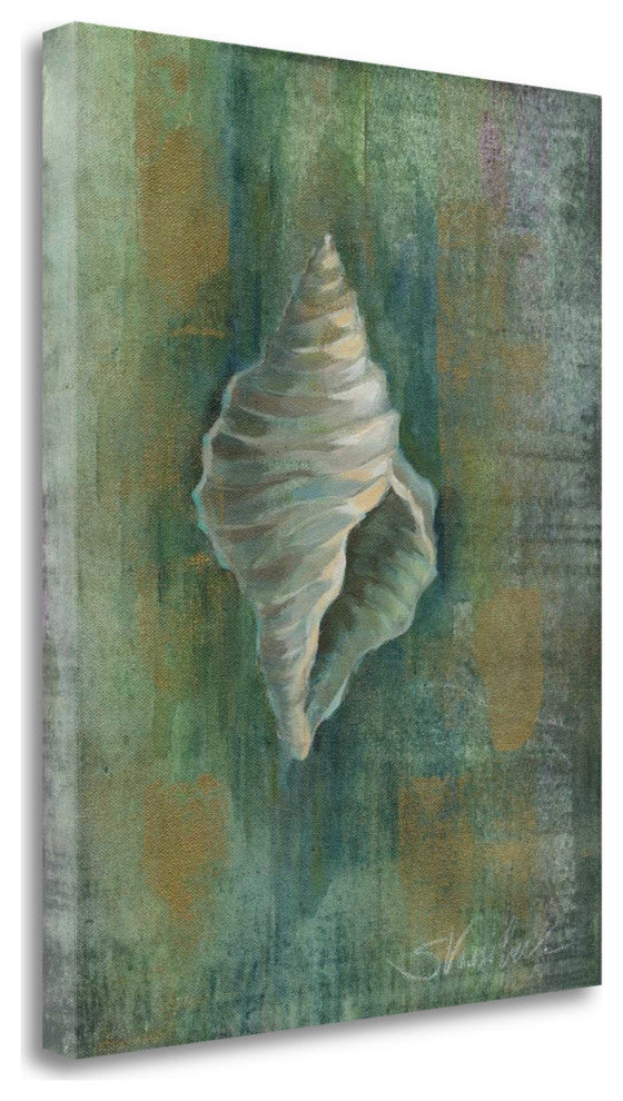 45" Blue and Green Seashell Giclee Wrap Canvas Wall Art