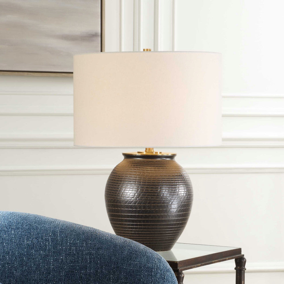 Uttermost Hawkins Bronze Ribbed Table Lamp
