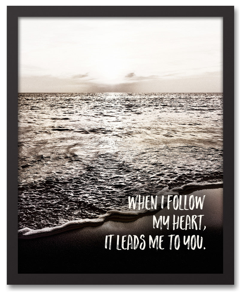 Sunset Beach  16x20 Black Framed Canvas