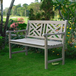 Rocca Weathered Teak Wood Outdoor Bench