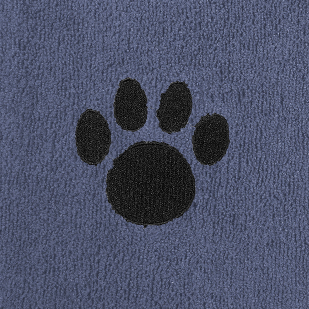 Stonewash Blue Embroidered Paw Pet Towel