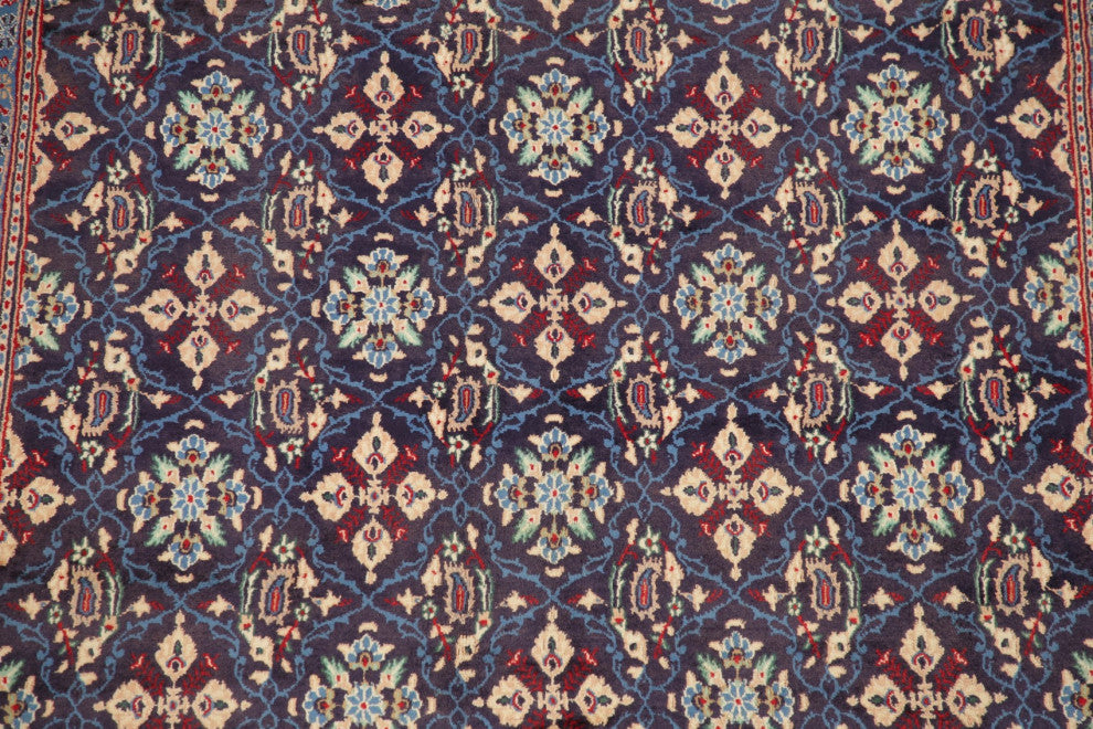Consigned, All-Over Medallion Hand Knotted Vintage Oriental Area Rug, Blue, 6x10