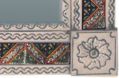 Big Silver Morelia Tile Talavera Tin Mirror
