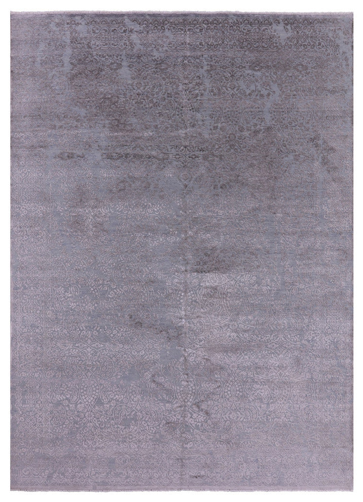 Wool and Silk Hand Knotted Modern Rug 8' 9" X 12' 2" Q9452