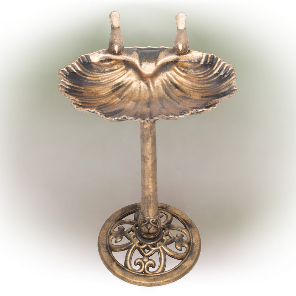 31" Tall Outdoor Vintage Birdbath with Bird Figurines Yard Statue