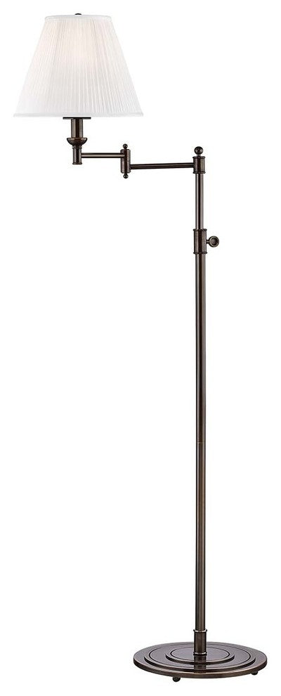 Signature No.1 Floor Lamp With Off-White Silk Shade, Distressed Bronze
