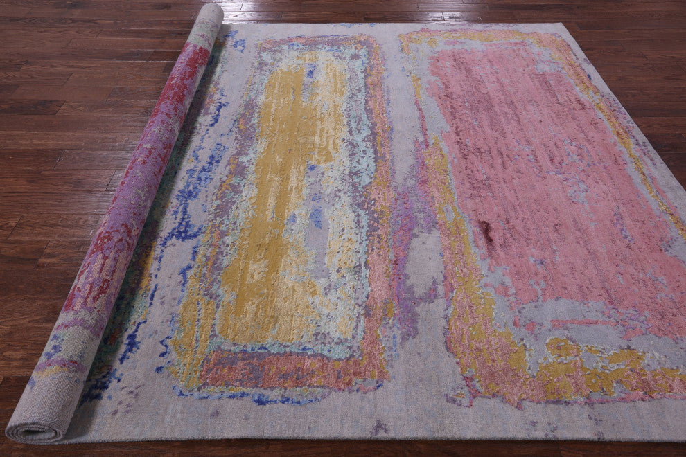 Wool & Silk  Abstract Handmade Rug 7' 11" X 10' 1" - Q14869