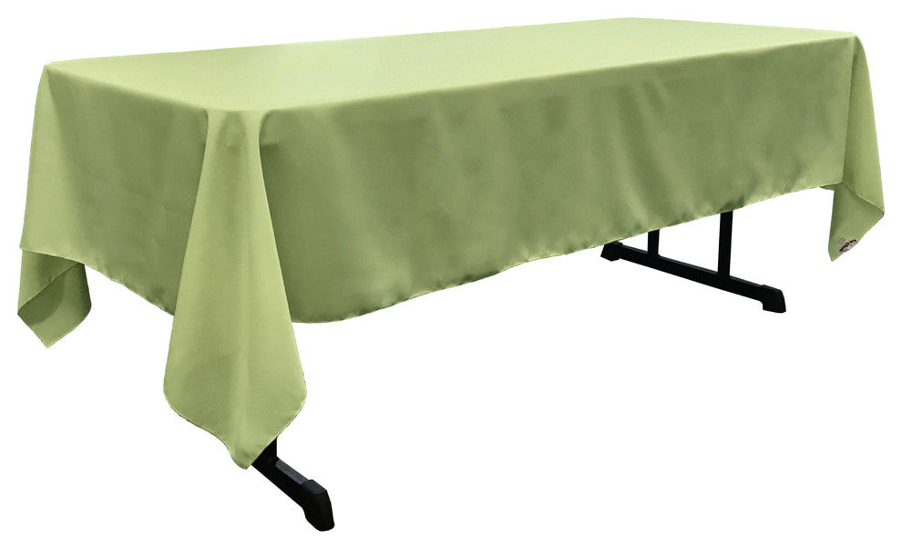 LA Linen Rectangular  Polyester Poplin Tablecloth, Sage, 60"x120"