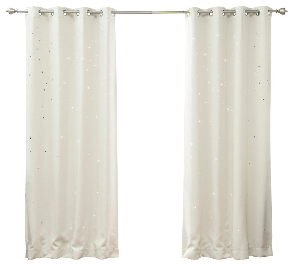 Star Cut Out Blackout Curtains, Biscuit, 84", Set of 2