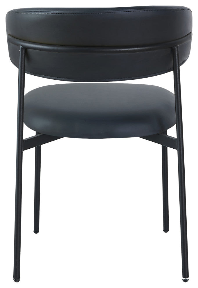 Lupita Vegan Leather Dining Chair, Set of 2, Black, Matte Black Finish