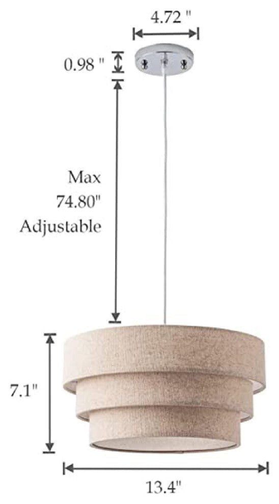 Crema hanging lamps 13.4 Inch drum chandelier Linen pendant light