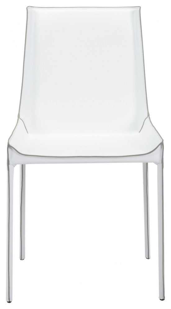 Set of Two White Faux Leather Dining Chairs