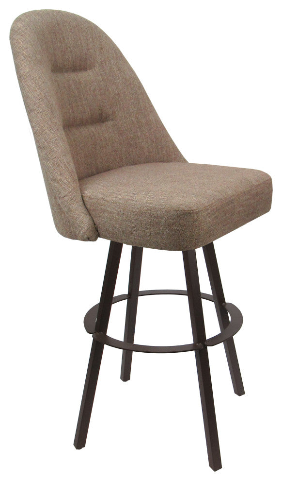Swivel Metal Counter Bar Stool Extra Tall- M-235 Warren Base, Basin Beige - Brown, 34"