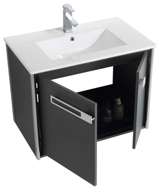 Oakville Wall Mount Bathroom Vanity, Onix Grey, 30", Chrome Hardware