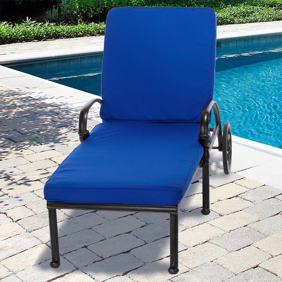 Mozaic Home Canvas True Blue Outdoor/Indoor Chaise Lounge Cushion 78x21x3"