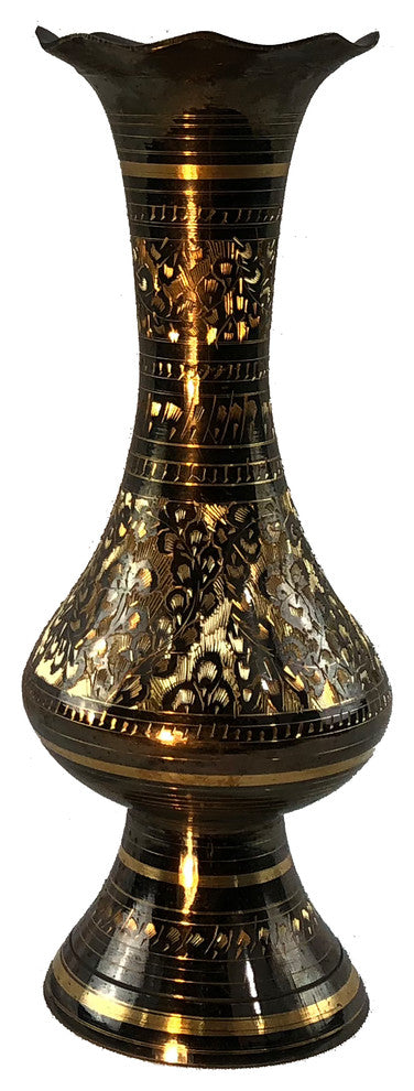 Natural Geo Brass Elegant Black/Gold 8" Table Vase