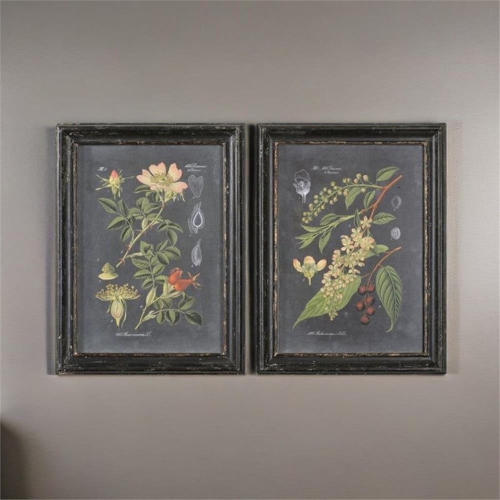 Bowery Hill Modern Midnight Botanicals 2 Piece Wall Art Set
