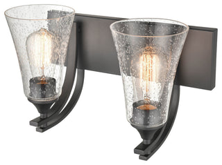 Natalie Collection 2 Light 14.5 in. Matte Black Bathroom Vanity Light