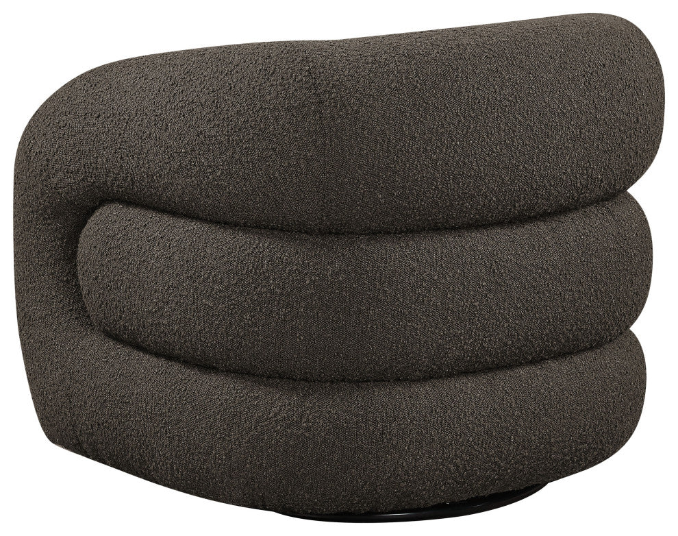 Roxbury Boucle Fabric Upholstered Swivel Accent Chair, Brown
